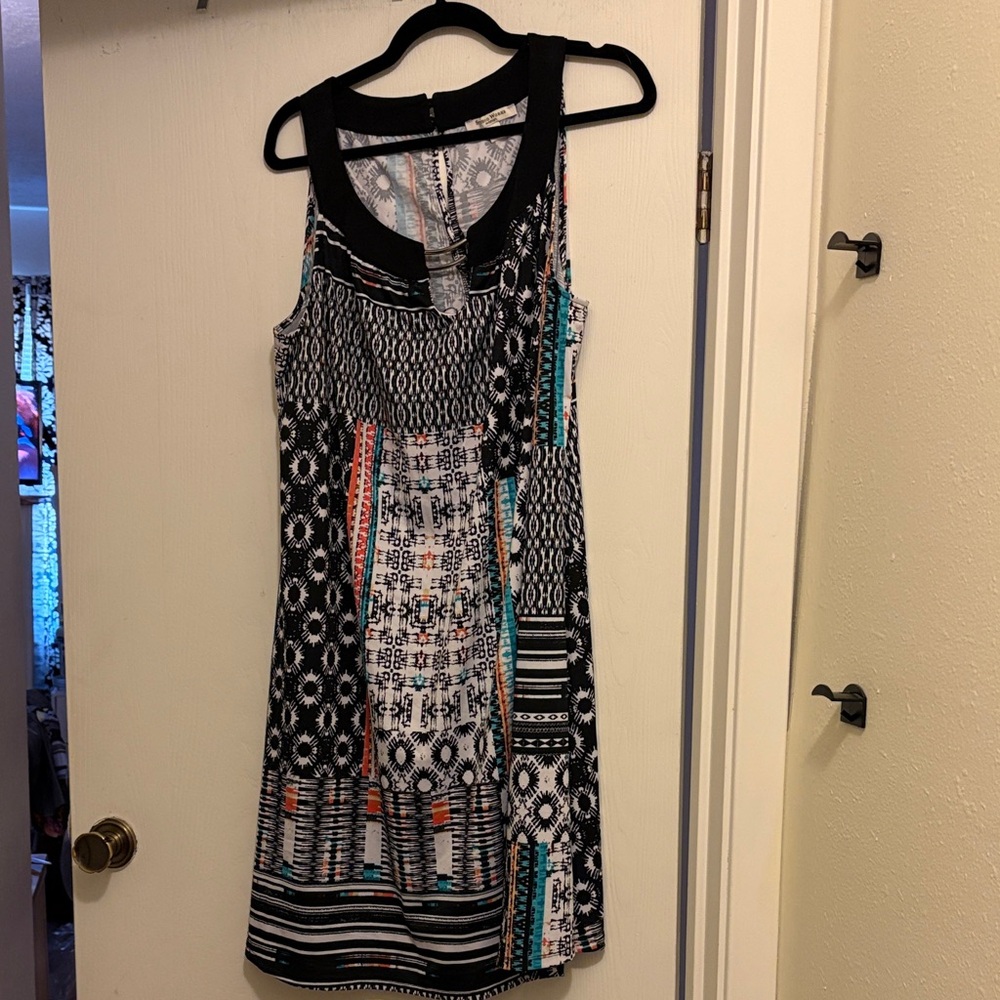 Studio Works Black and White Geometric Midi Dress